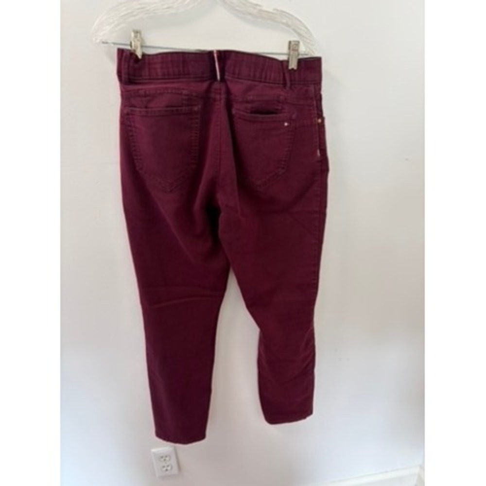 Tommy Hilfiger Womens Burgundy Ankle Pants Size 12 Stretch Slim Fit Wine Red - Picture 7 of 10
